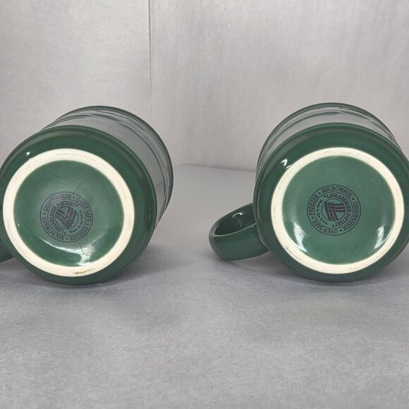 Longaberger Pottery Woven Traditions Ivy Green Coffee Mugs 2 Pack - Picture 2 of 2